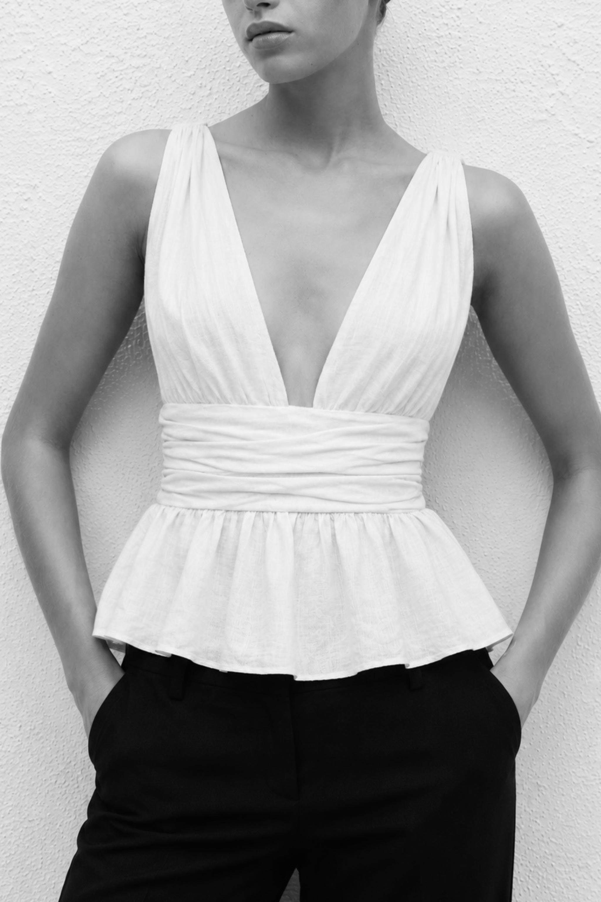 CAMILA TOP WHITE LINEN