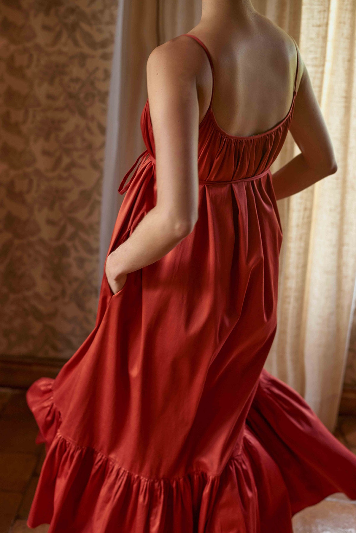 NIZA DRESS IN ORGANIC TERRACOTTA COTTON