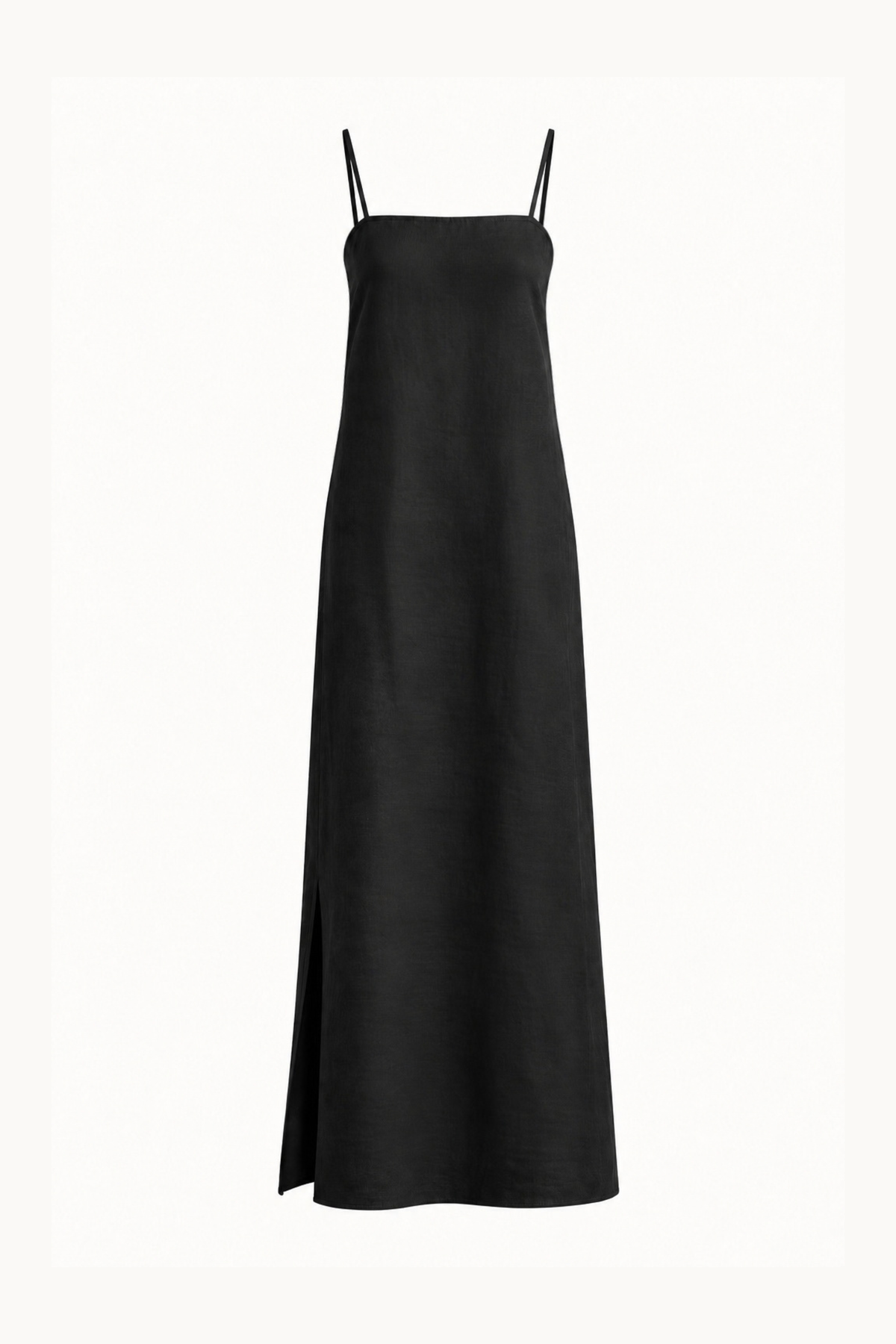 OCASO, BLACK COTTON LINEN DRESS