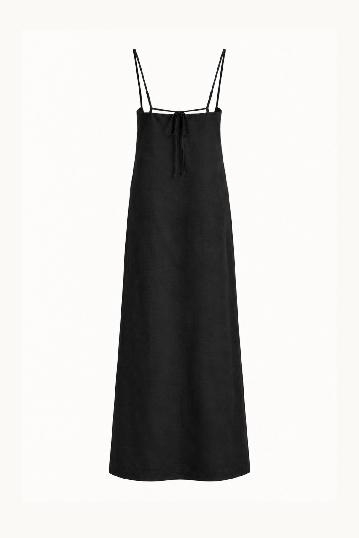 OCASO, BLACK COTTON LINEN DRESS