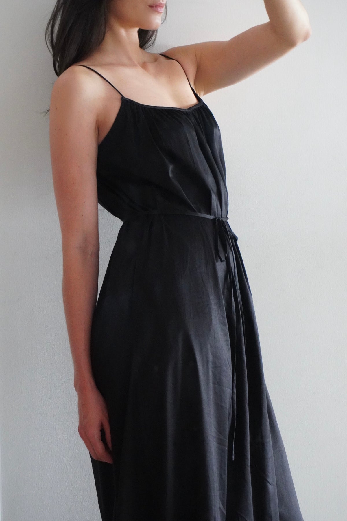 NIZA, BLACK COTTON DRESS