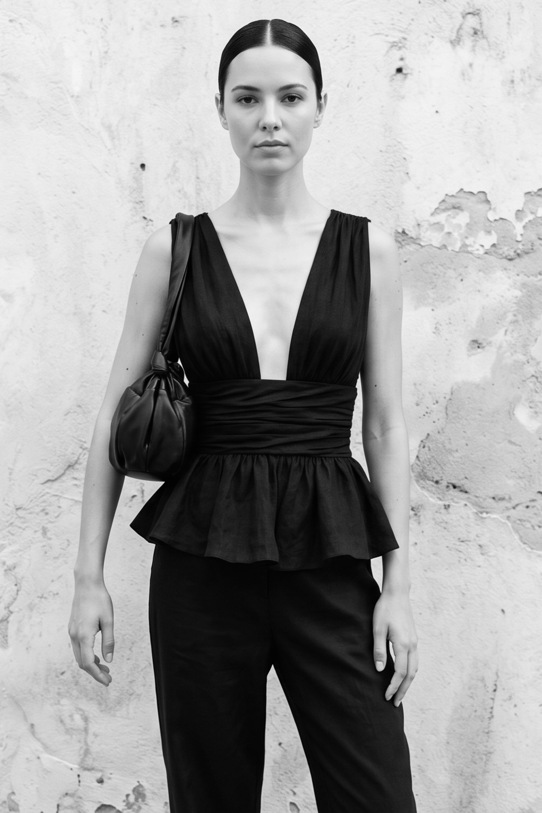 CAMILA TOP BLACK LINEN
