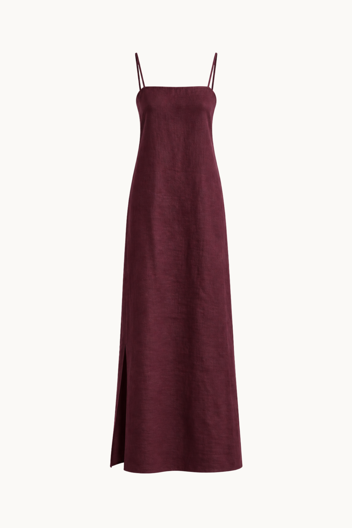 OCASO, BURGUNDY LINEN DRESS