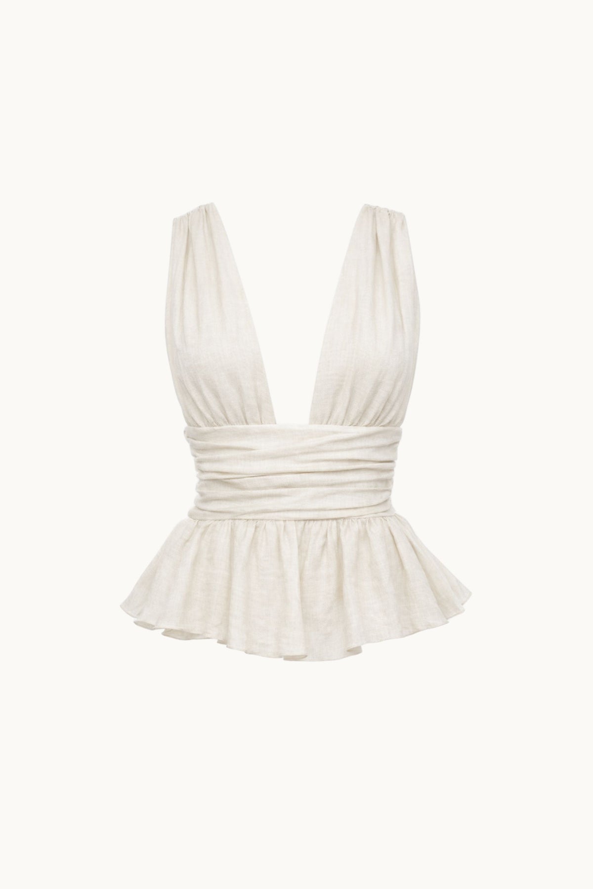 CAMILA TOP WHITE LINEN