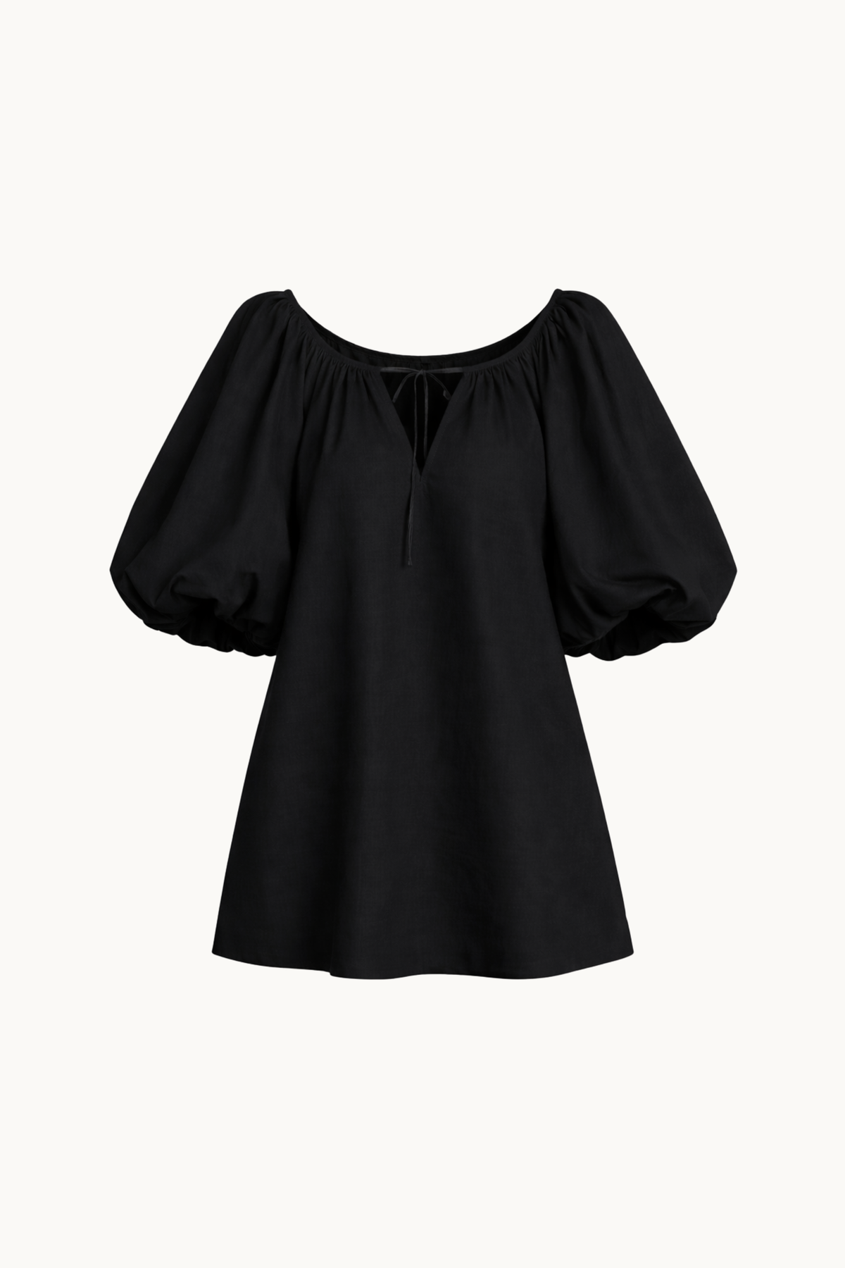 MARS, PUFF SLEEVE MINI BLACK DRESS