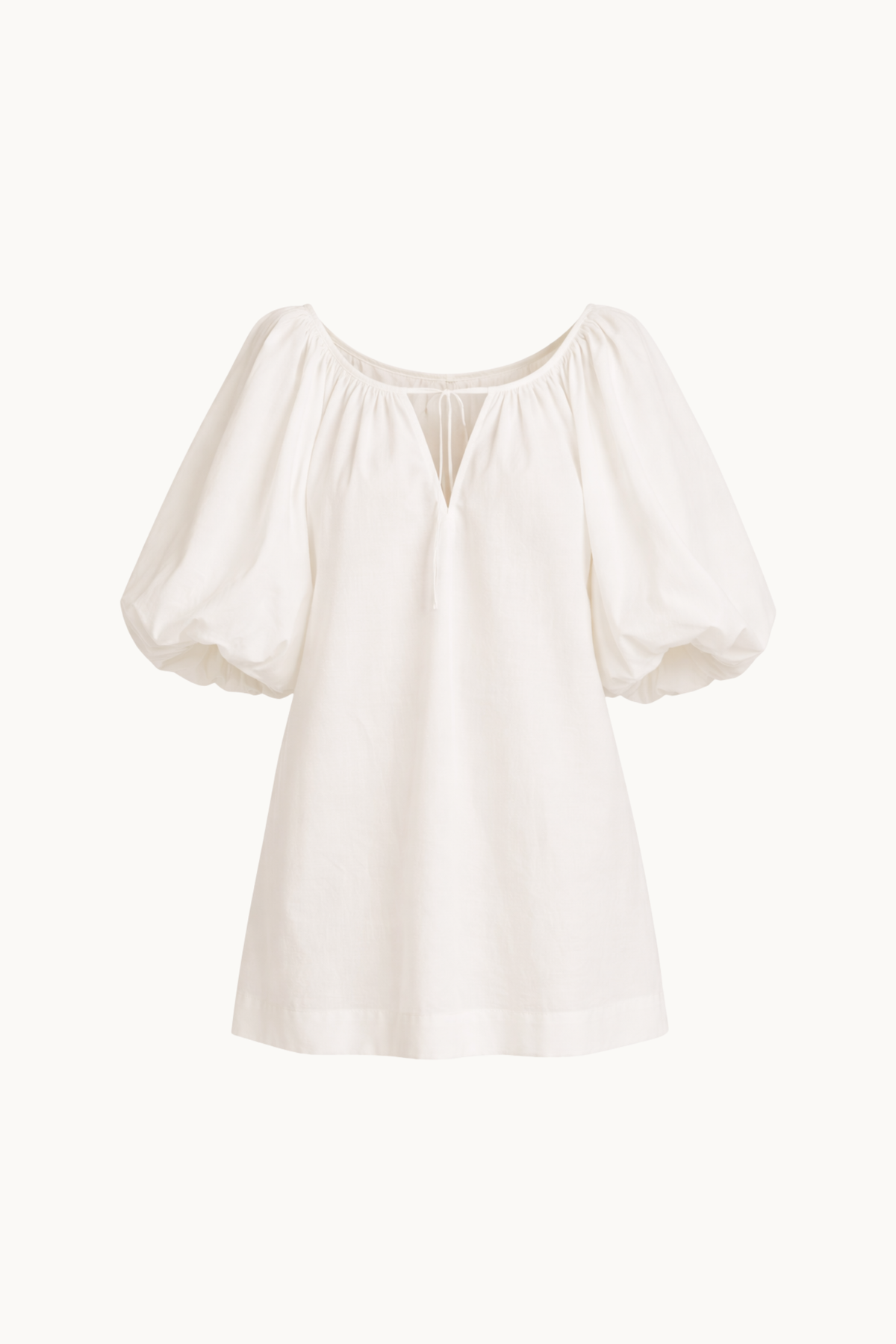 MARS, PUFF SLEEVE MINI WHITE DRESS