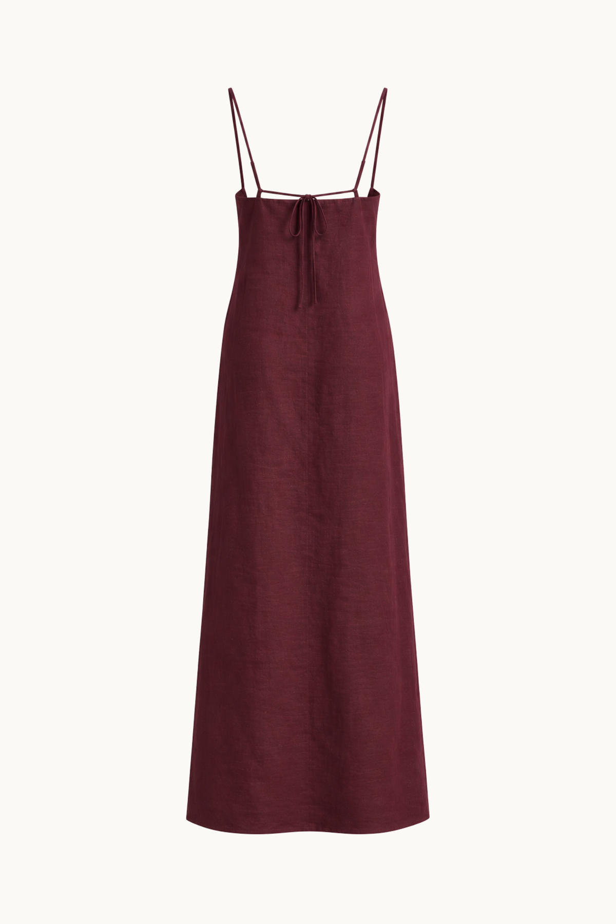 OCASO, BURGUNDY LINEN DRESS