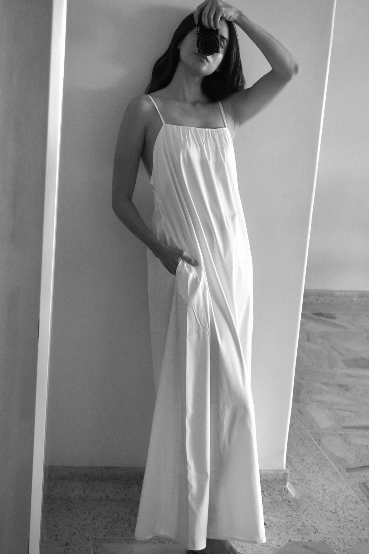ELENA, LOW BACK MAXI COTTON DRESS