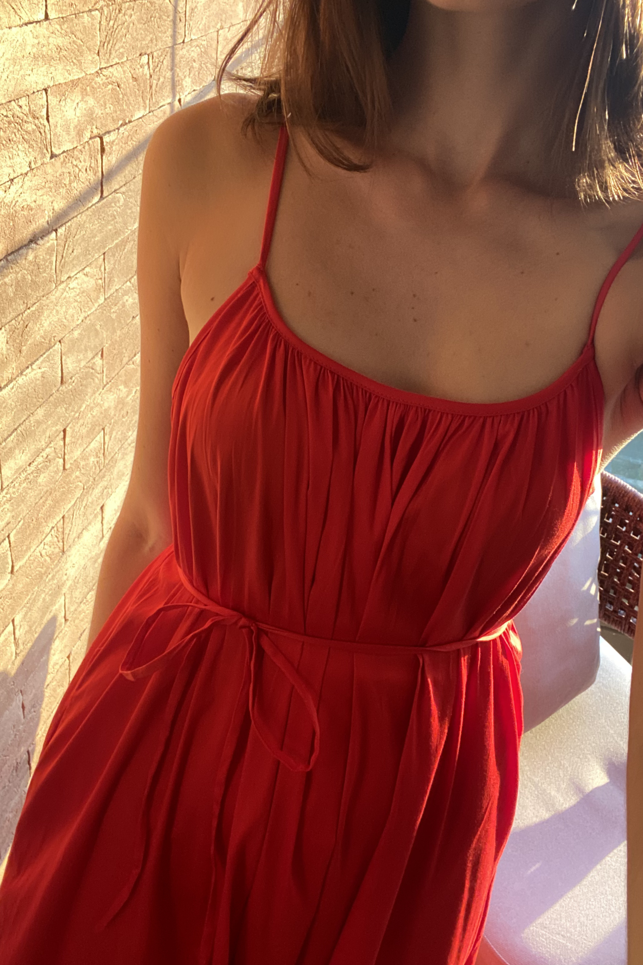 NIZA DRESS IN RED COTTON